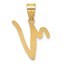 14K Yellow Gold Script Letter V Initial Pendant - 24.2 mm