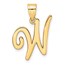 14K Yellow Gold Script Letter W Initial Pendant - 24 mm