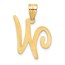 14K Yellow Gold Script Letter W Initial Pendant - 24 mm