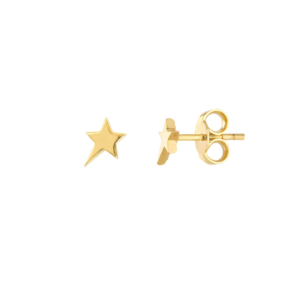 14K Yellow Gold Shooting Star Stud Earring