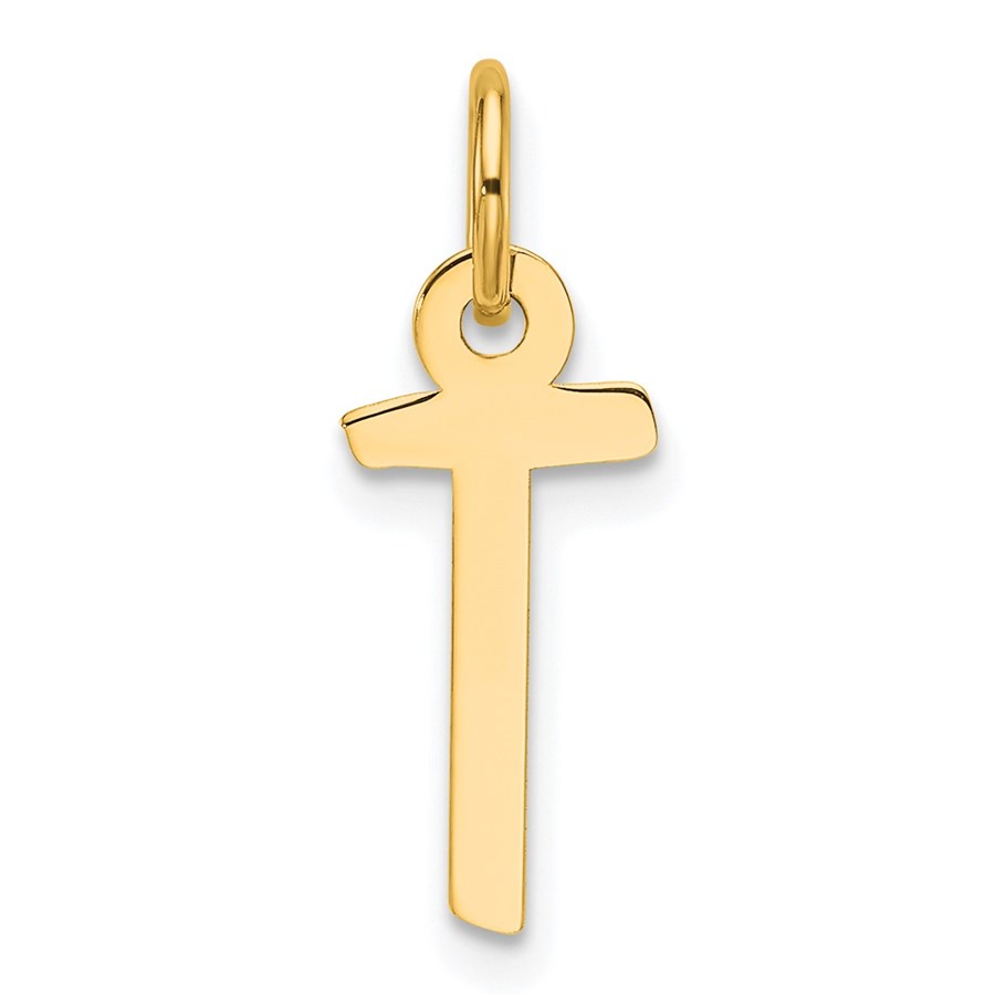 14K Yellow Gold Slanted Block Letter T Initial Charm - 18.7 mm