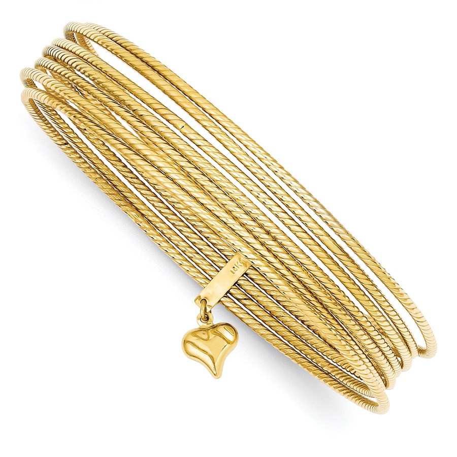 14k Yellow Gold Slip On Seven-Bangle Set