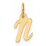 14K Yellow Gold Small Script Letter N Initial Charm - 15 mm