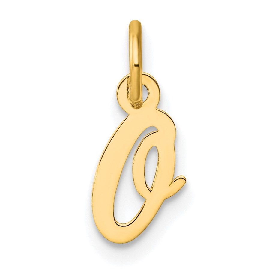 14K Yellow Gold Small Script Letter O Initial Charm - 15 mm