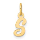 14K Yellow Gold Small Script Letter S Initial Charm - 15 mm