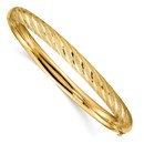 14k Yellow Gold Textured Diamond Cut Twisted Bangle