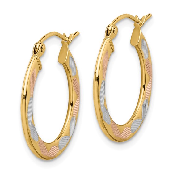 Buy 14k Yellow Gold Tri Color Diamond Cut Hoop Earrings Apmex 3645