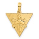 14K Yellow Gold Triangle Caduceus Charm - 22.7 mm