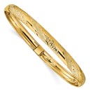 14k Yellow Gold Twisted Diamond Cut Flexible Bangle