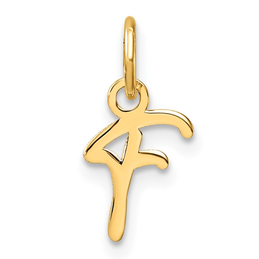 14K Yellow Gold Uppercase Letter F Initial Charm - 15.4 mm