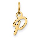 14K Yellow Gold Uppercase Letter P Initial Charm - 14 mm