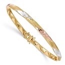 14K Yellow Gold White & Rose Rhodium Flex Bangle