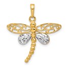 14K Yellow & Rhodium and D/C Dragonfly Pendant - 27.9 mm