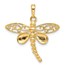 14K Yellow & Rhodium and D/C Dragonfly Pendant - 27.9 mm