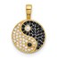 14K Yellow & Rhodium CZ Yin and Yang Pendant - 15.8 mm