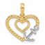 14K Yellow & Rhodium Fancy Rope Heart and Anchor Charm - 20 mm
