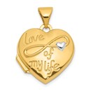 14K Yellow & Rhodium LOVE OF MY LIFE 15mm Heart Locket - 21 mm