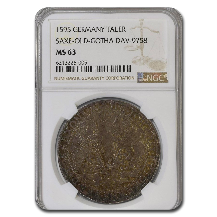 1595 German States Saxe-Old-Gotha Silver Taler MS-63 NGC