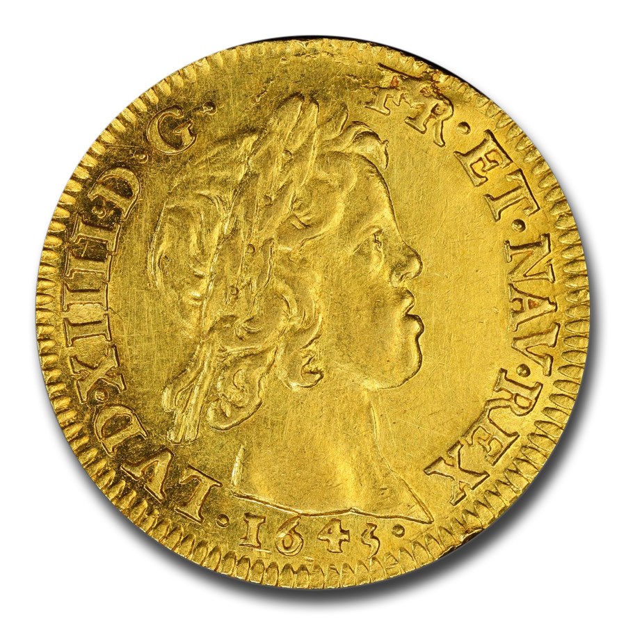 1645-A France Gold Louis d'Or Louis XIV MS-61 PCGS