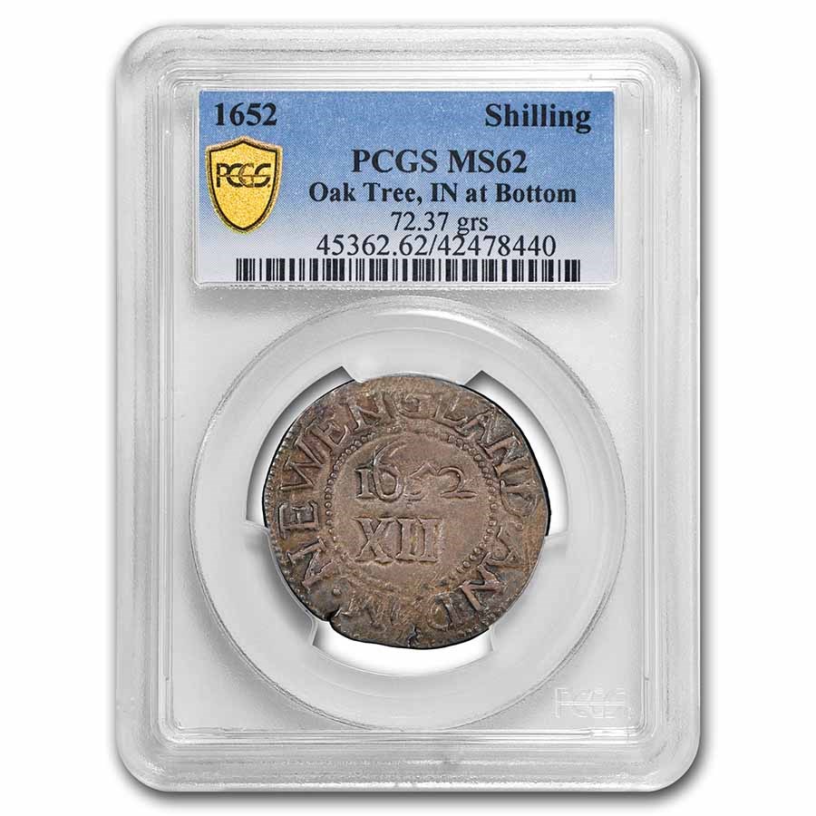 1652 Oak Tree Shilling "IN at BOT" Var MS-62 PCGS