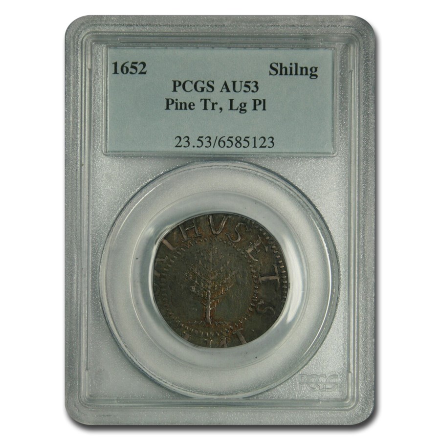 Buy 1652 Pine Tree Shillings Au-53 Pcgs (large Planchet) 