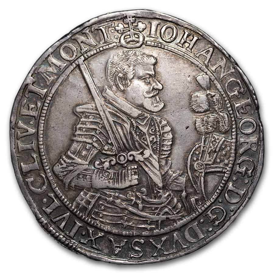 1653 German States Saxony Silver Thaler Georg I AU