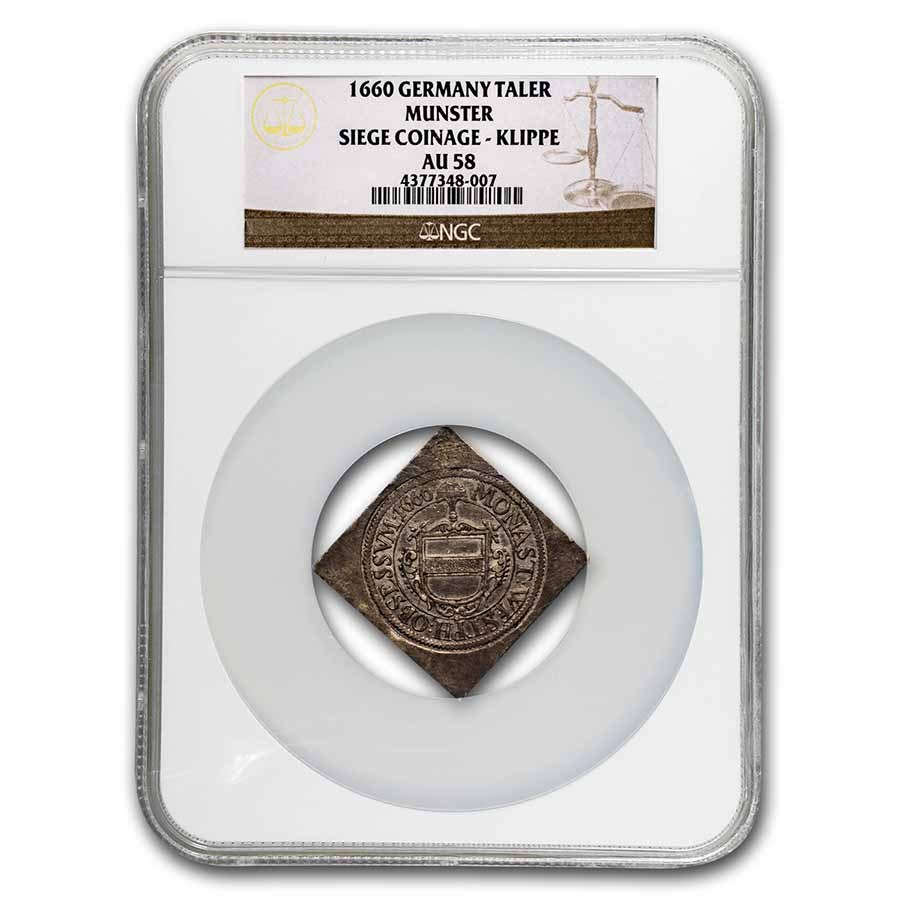 1660 German States Munster Siege Coinage Silver Klippe AU-58 NGC