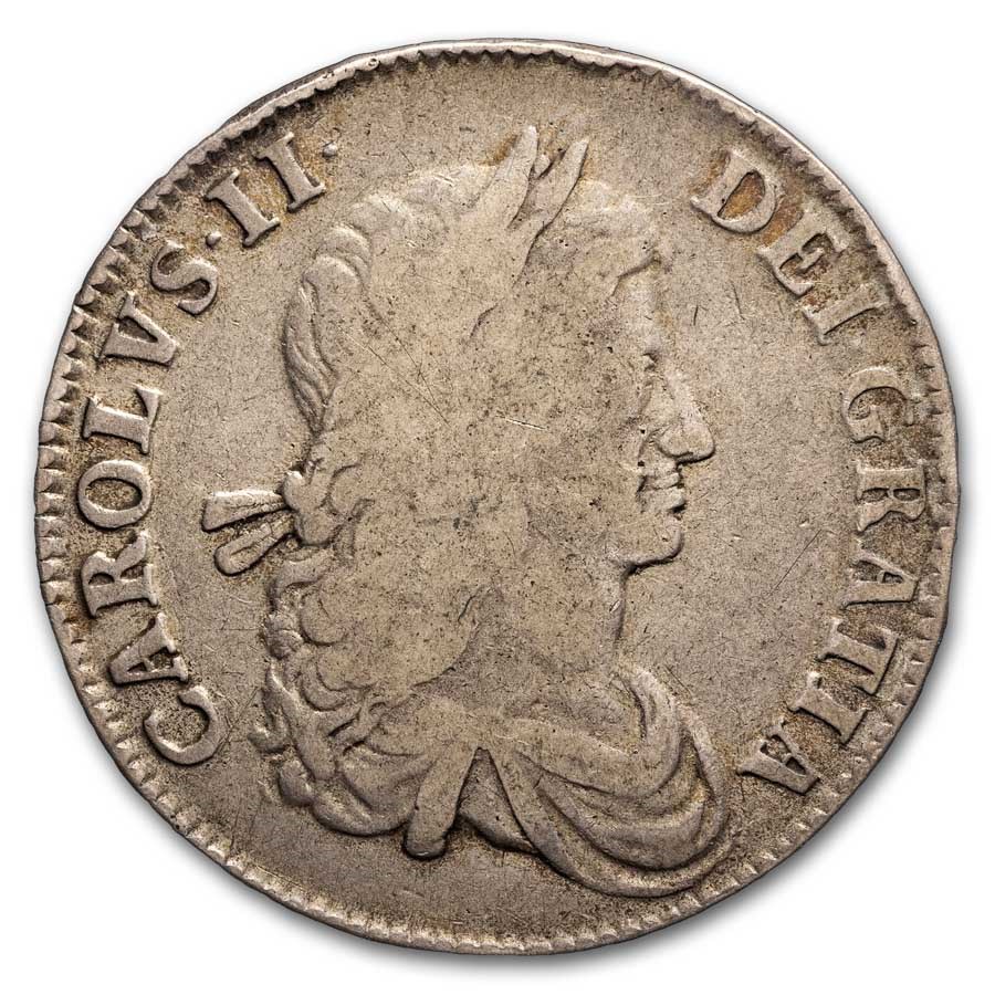 1662 England Silver Crown Charles II VF (1st Bust)