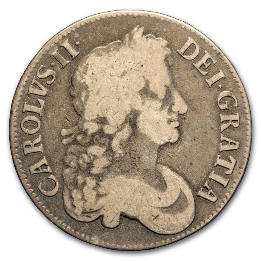 1673 England Silver Crown Charles II Fine (3rd Bust)