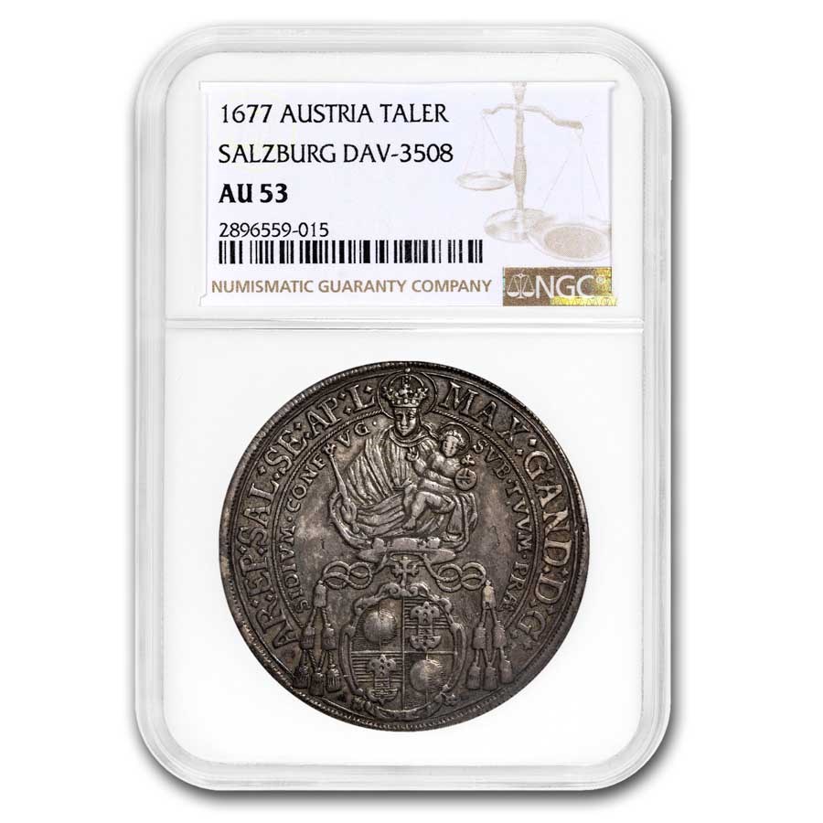 1677 Archbishopric of Salzburg Silver Thaler AU-53 NGC