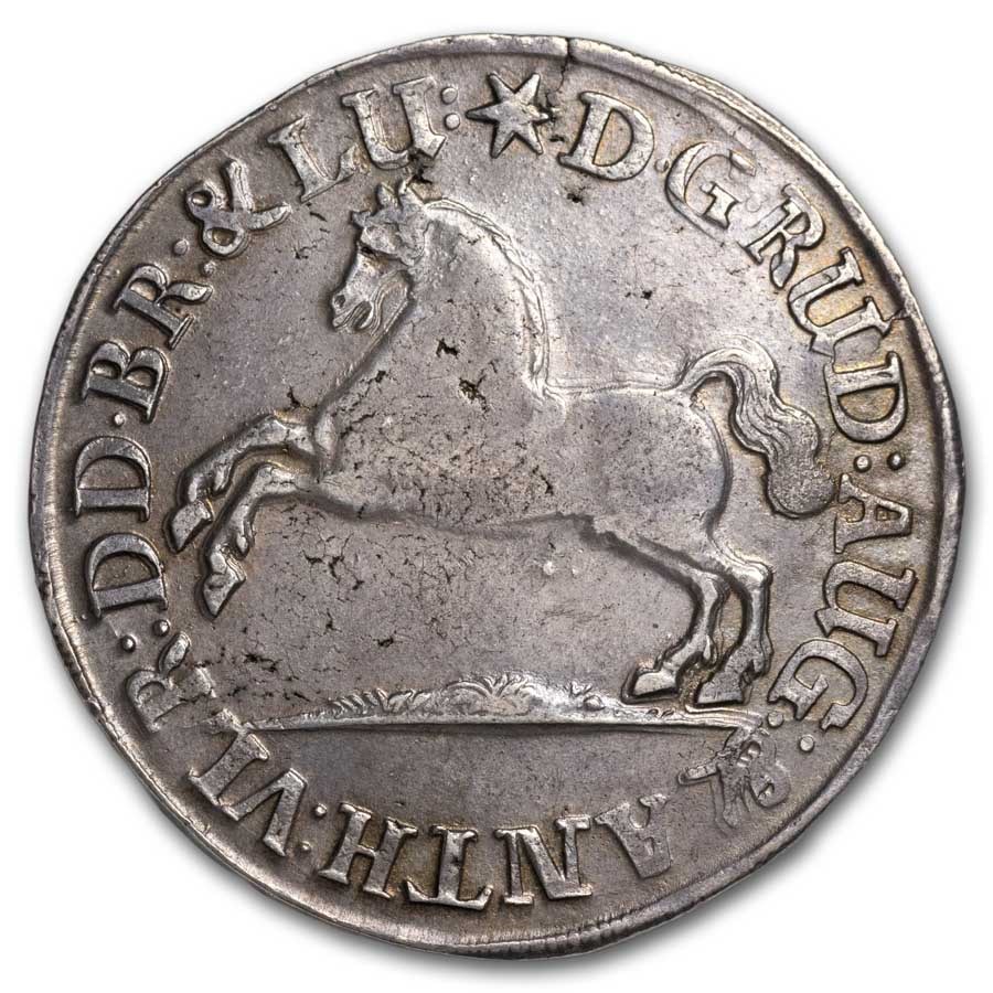 1691 German States Brunswick Wolfenbuttal Silver 2/3 Thaler XF