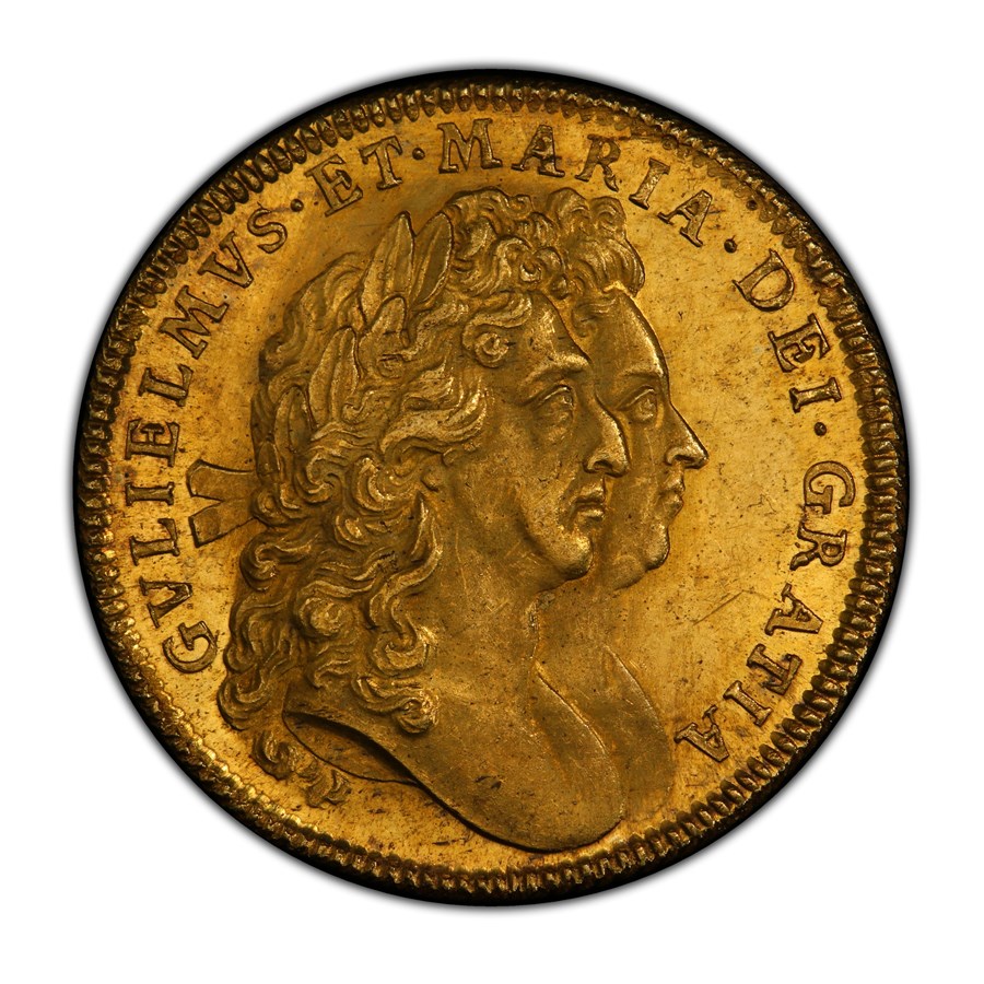 1694 Great Britain Gold 2 Guineas William and Mary MS-64 PCGS