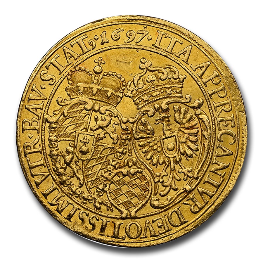 1697 Germany Gold 2 Ducats AU-55 NGC (Bavaria)