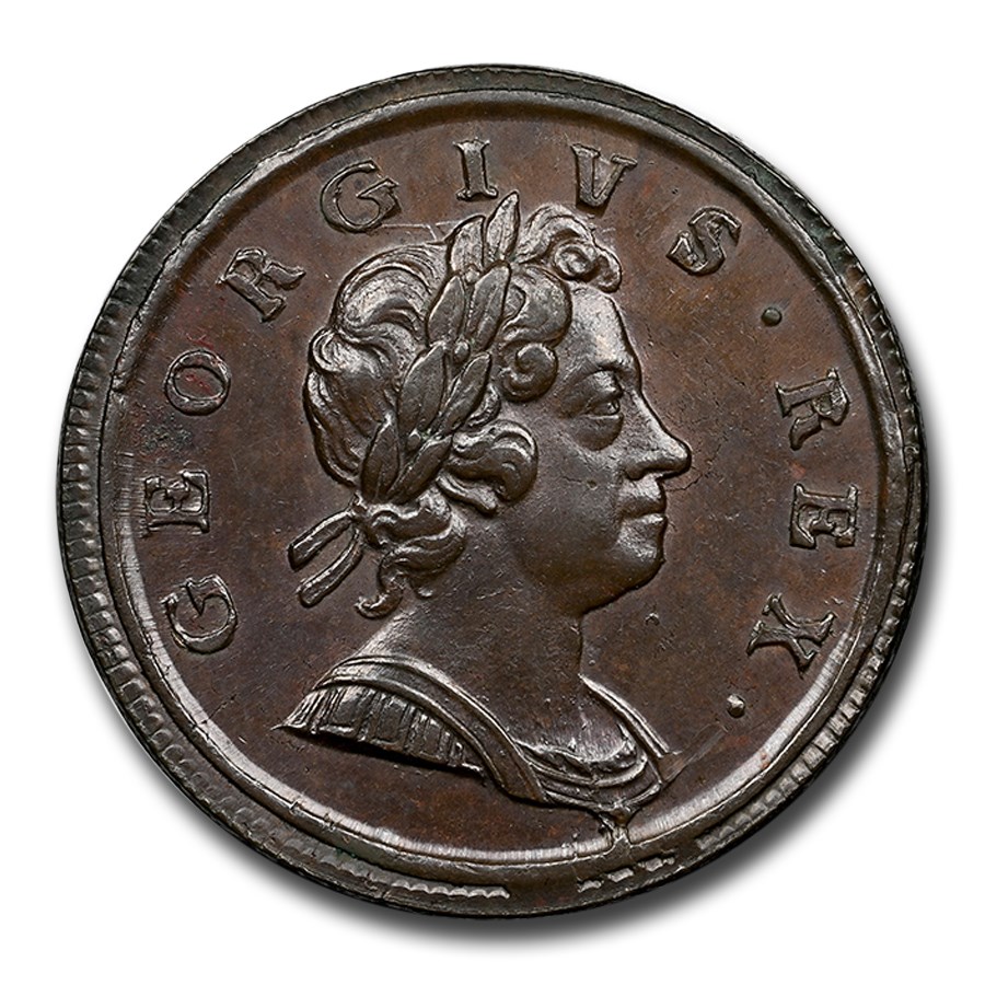 1717 Great Britain Half Penny George I MS-63 NGC (Brown)