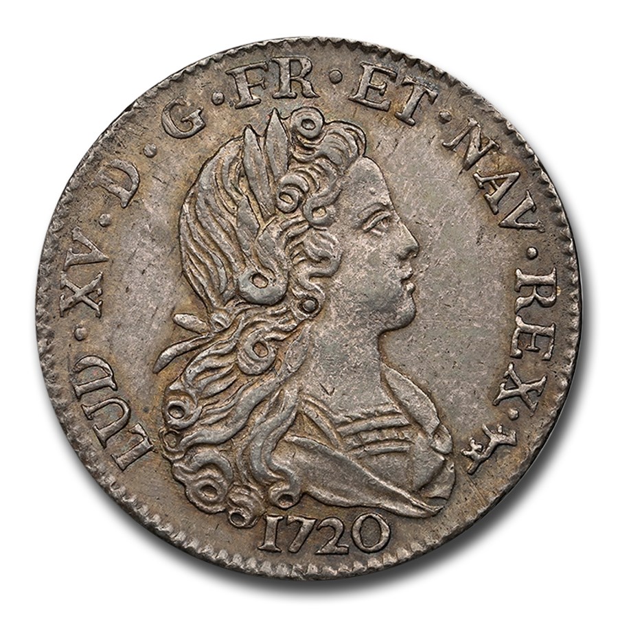 1720-A France Silver 1/3 ECU Louis XV AU-58 NGC