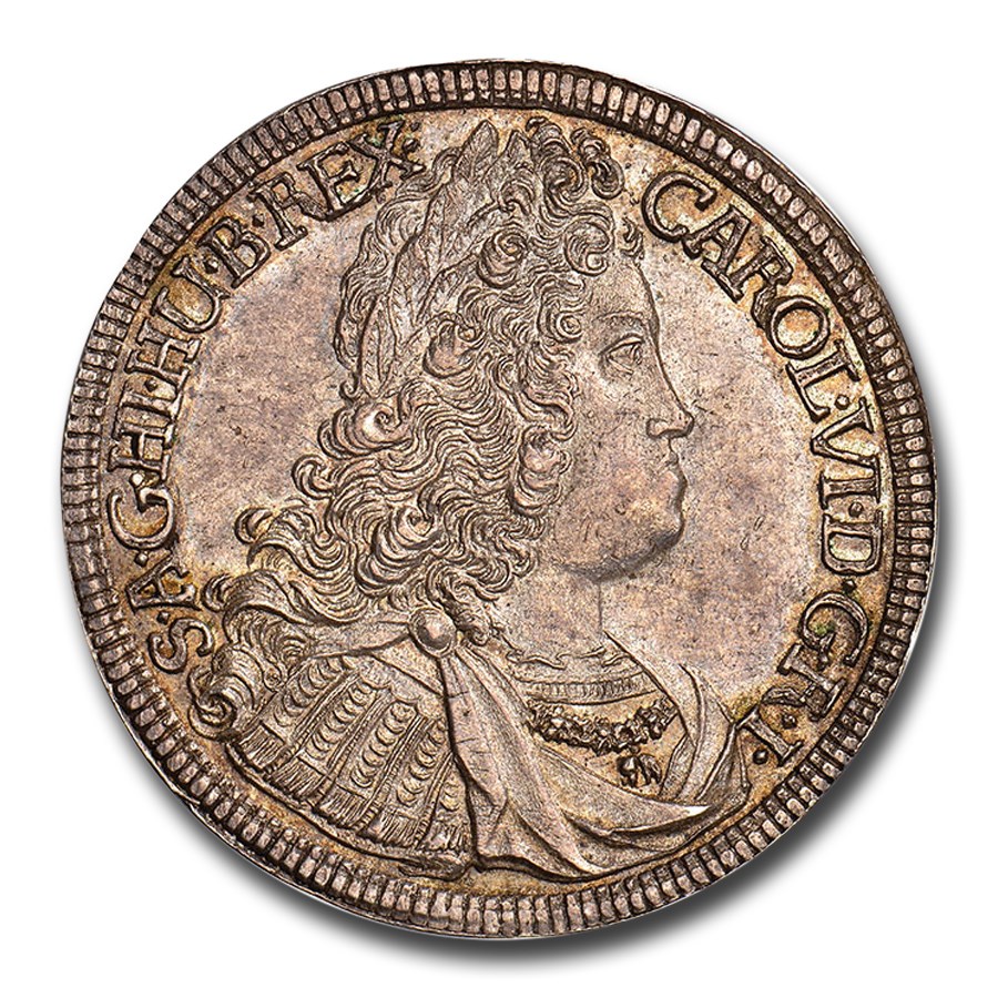 1724 Austria Silver 1/2 Thaler Charles VI MS-64 NGC