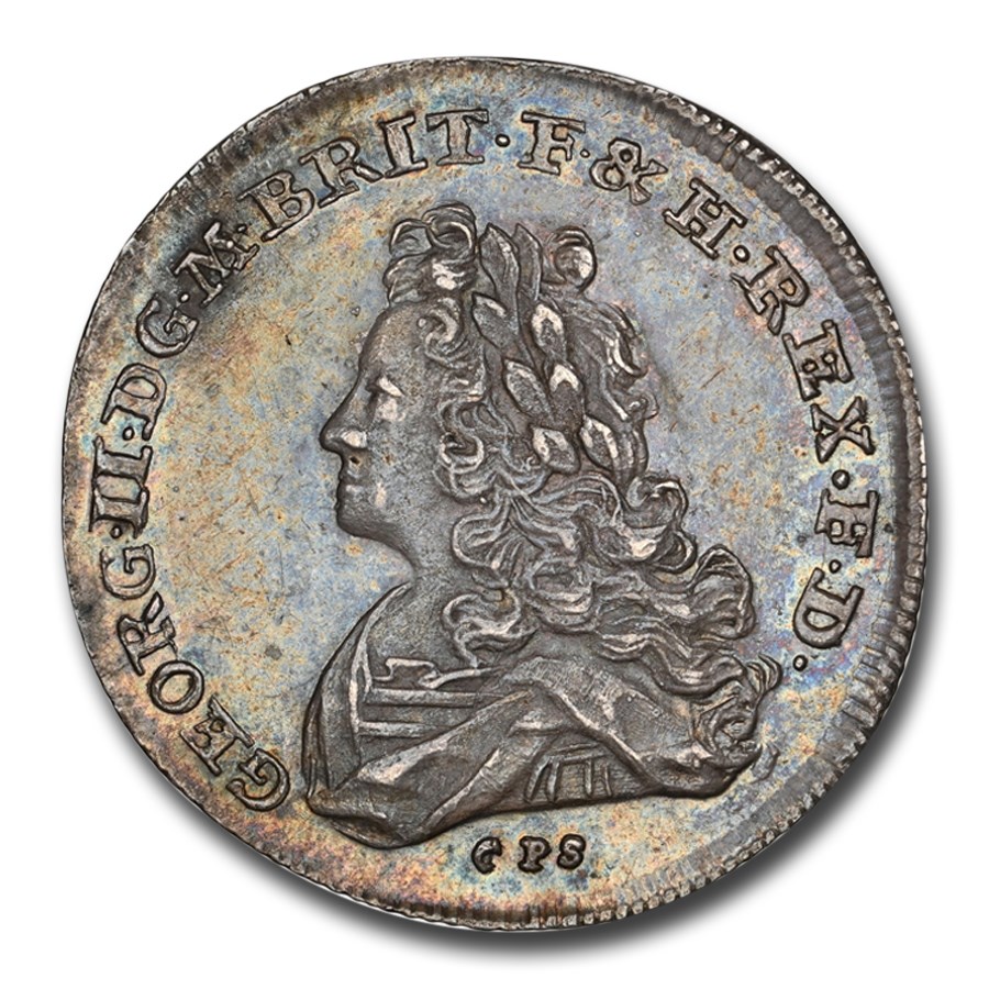 1729-KB Germany Silver 1/3 Thaler George II MS-63 NGC