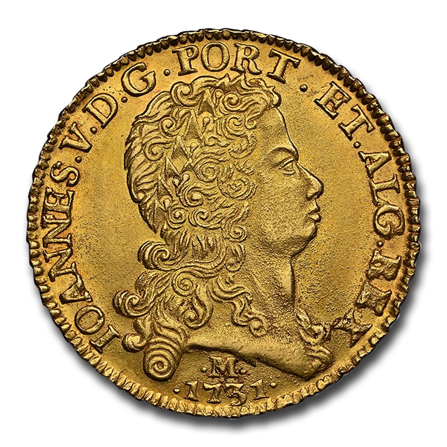 1731-M Brazil Gold 12800 Reis Joao V MS-63 NGC