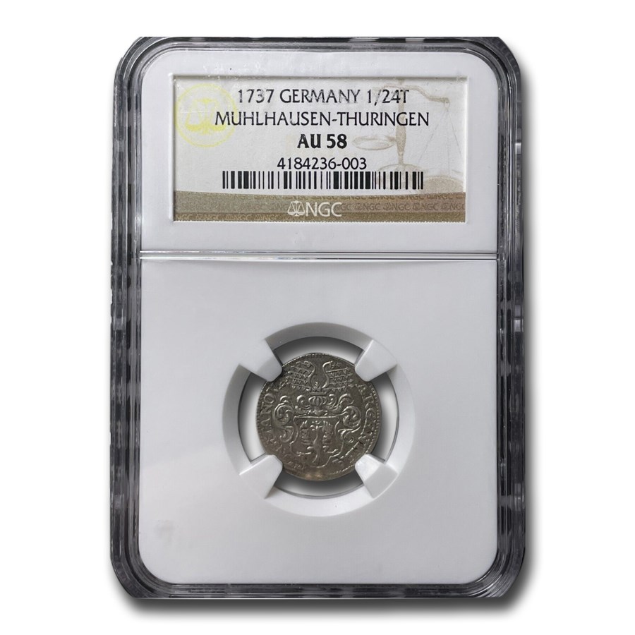 1737 Germany Silver 1/24 Thaler AU-58 NGC