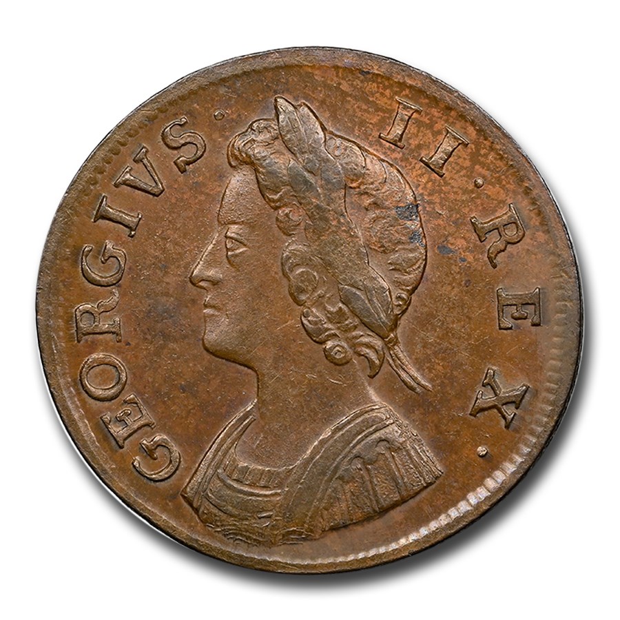 1739 Great Britain Farthing George II MS-64 NGC (Brown)