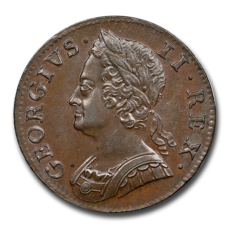 1750 Great Britain Half Penny George II MS-64 NGC (Brown)