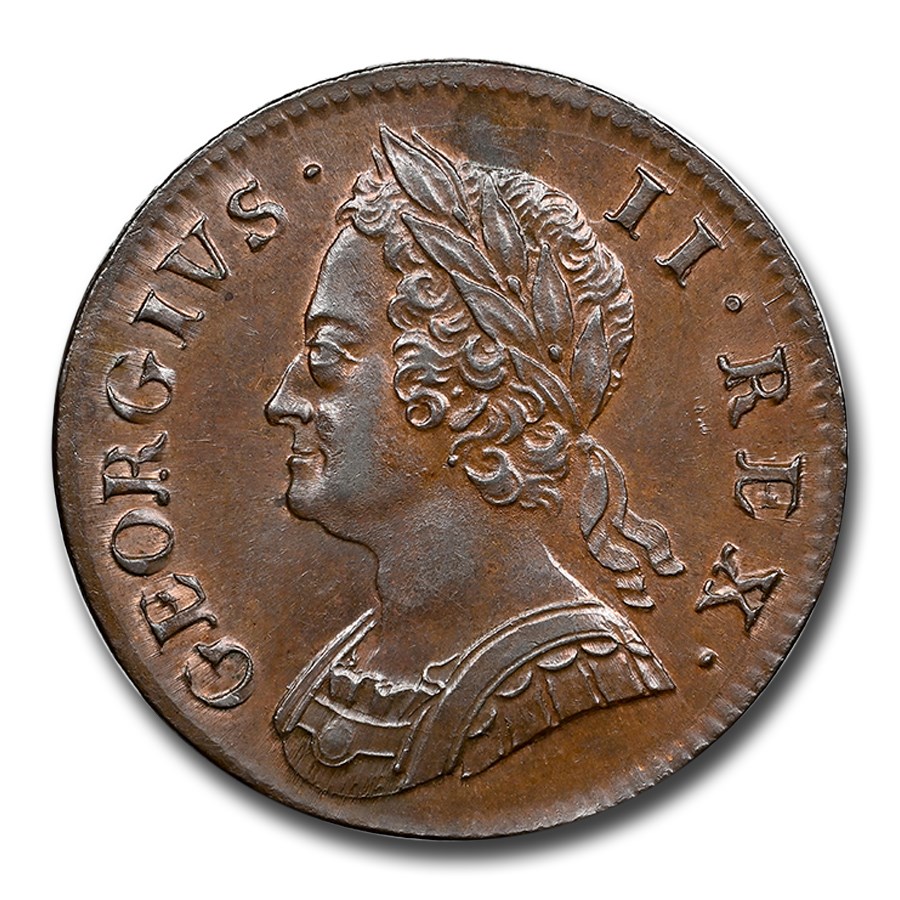 1752 Great Britain Half Penny George II MS-63 NGC (Brown)