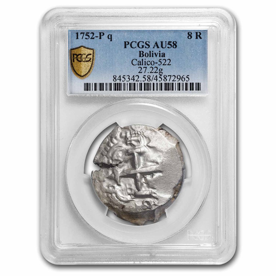 1752-P Bolivia Silver 8 Reales Cob AU-58 PCGS