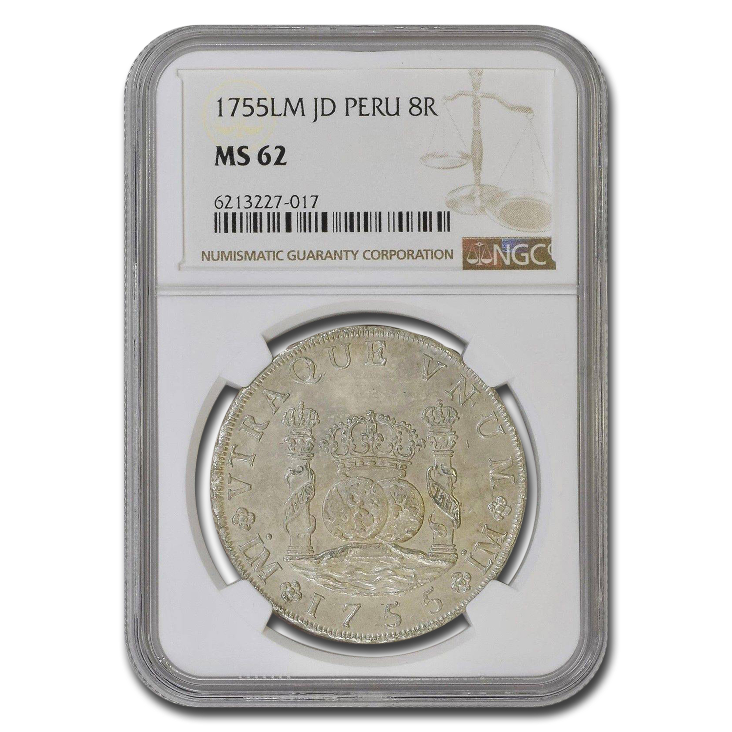 Buy 1755 LM-JD Peru Silver 8 Reales MS-62 NGC | APMEX
