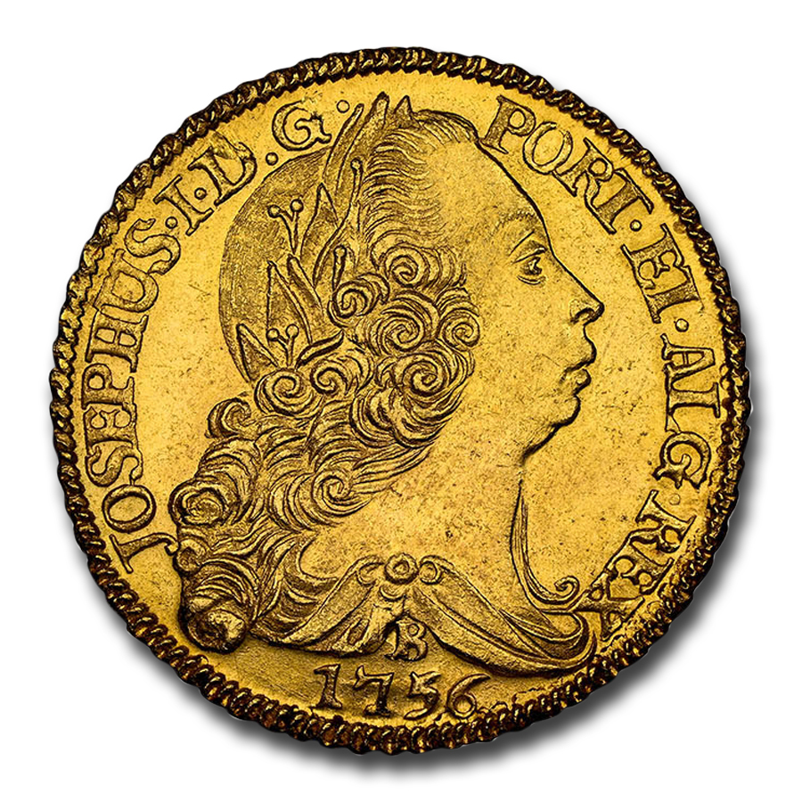 Buy 1756-B Brazil Gold 6400 Reis Jose I MS-65 | APMEX