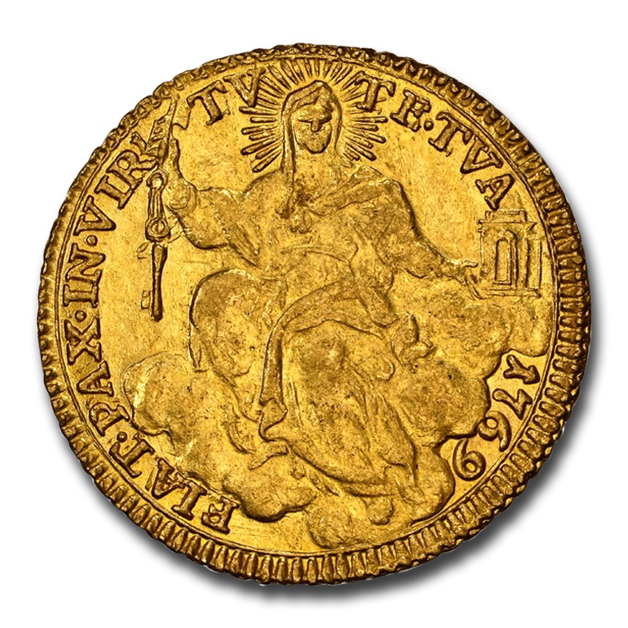 1769 Italy Papal States Gold Zecchino Clement XIV MS-63 NGC