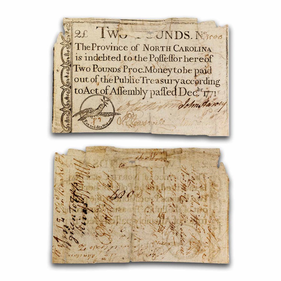 1771 Two Pounds North Carolina Dec 1771 VF (Fr#NC-141) Details