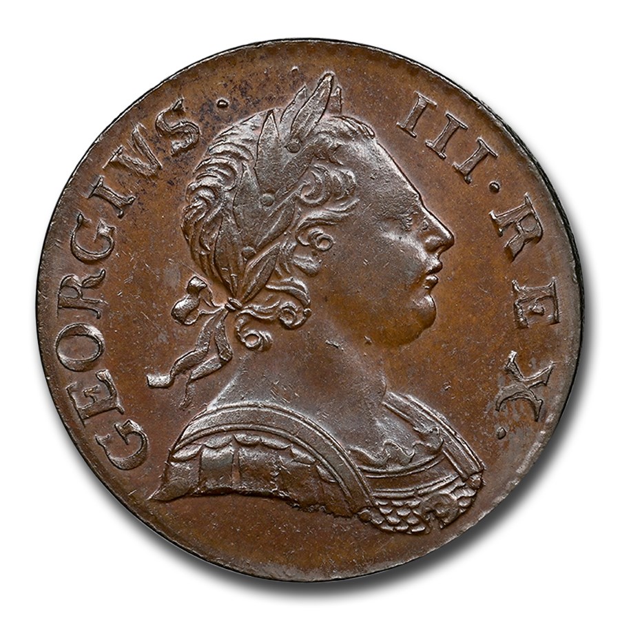 1772 Great Britain Half Penny George III MS-65 NGC (Brown)