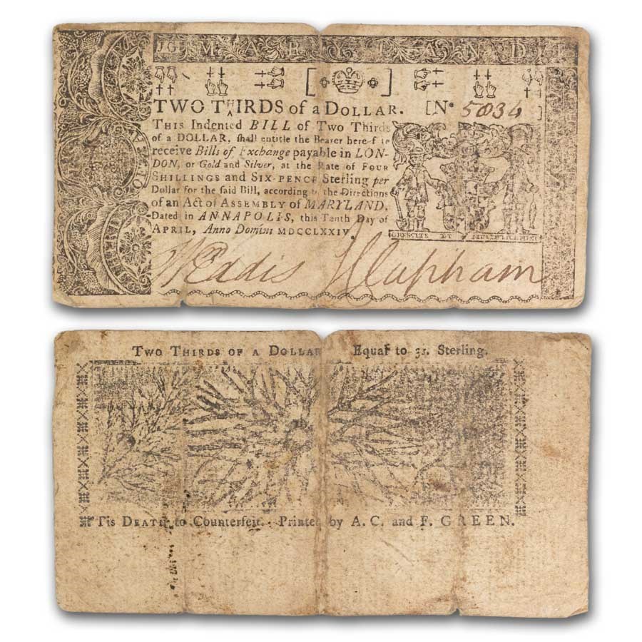 1774 $2/3 Maryland 4/10/1774 VF (Fr#MD-65) Details