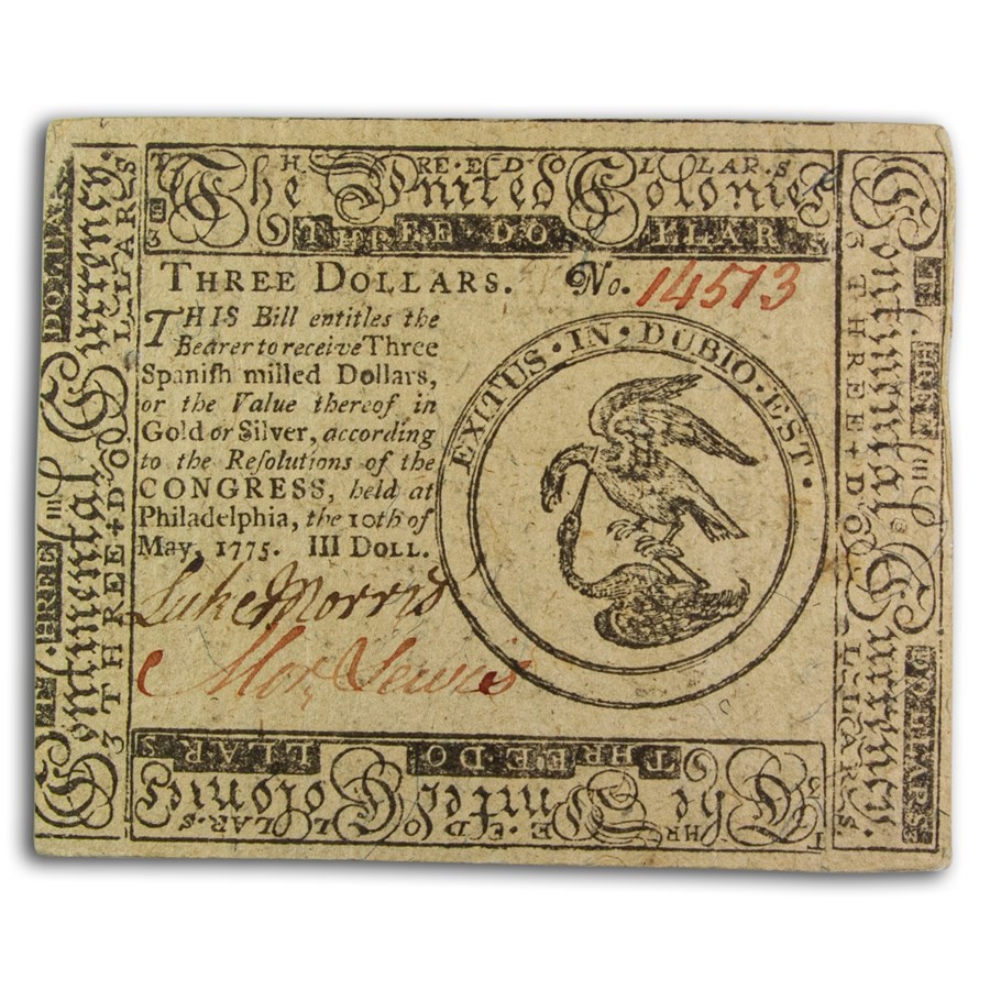 Buy 1775 $3 Continental Currency 5/10/75 AU | APMEX